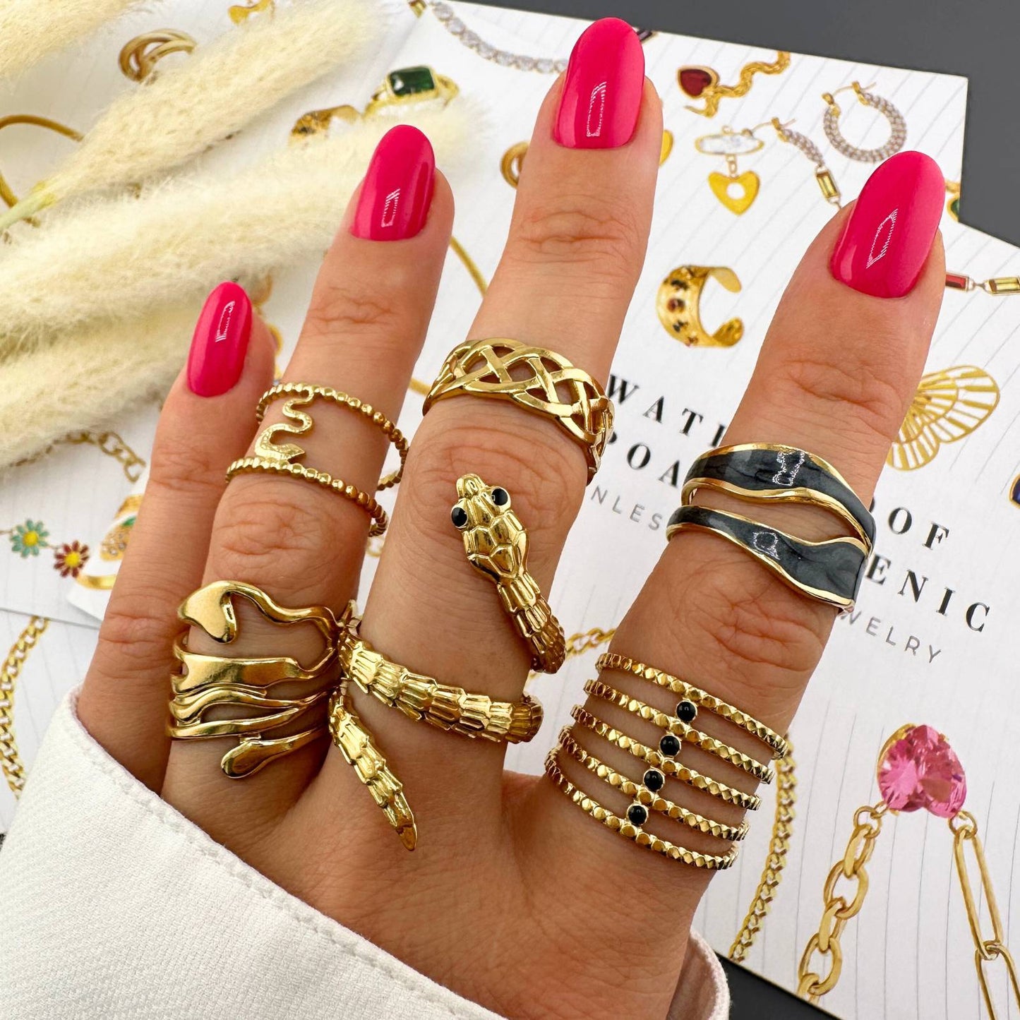 Double Layer Black Enamel Ring