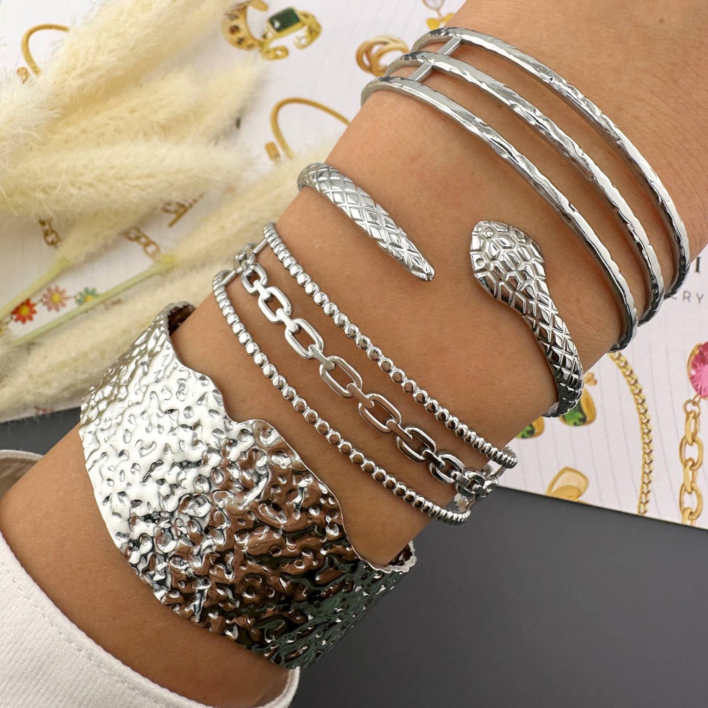 Silver Hammered Cuff