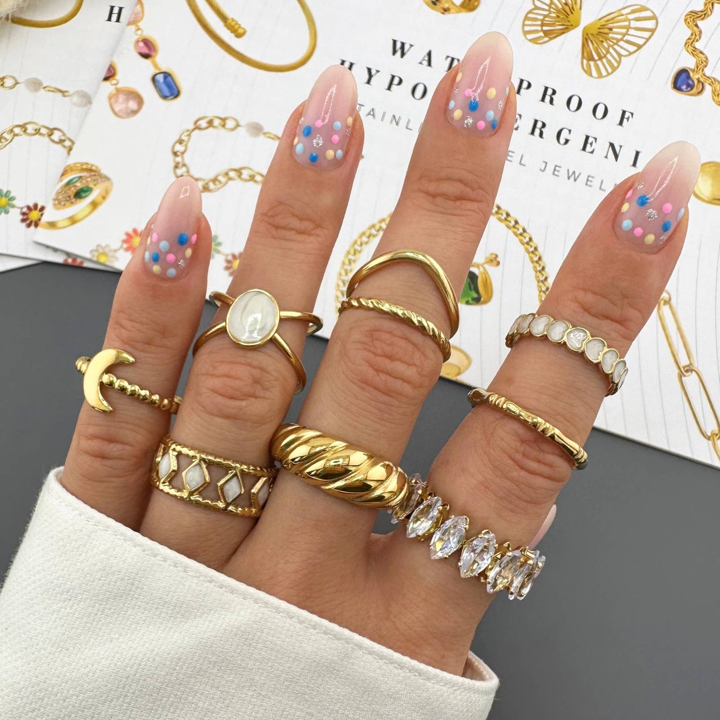 White Geometric Ring