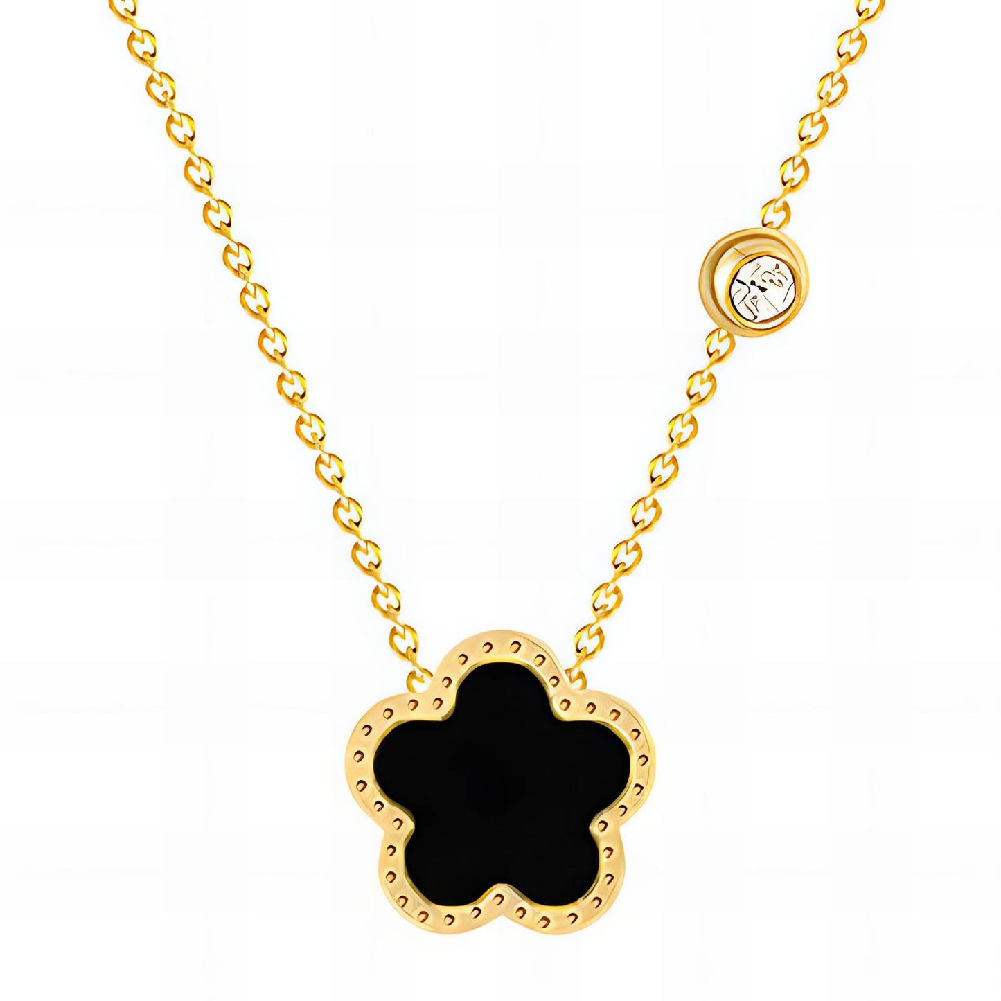 Black Flower & Stud Necklace