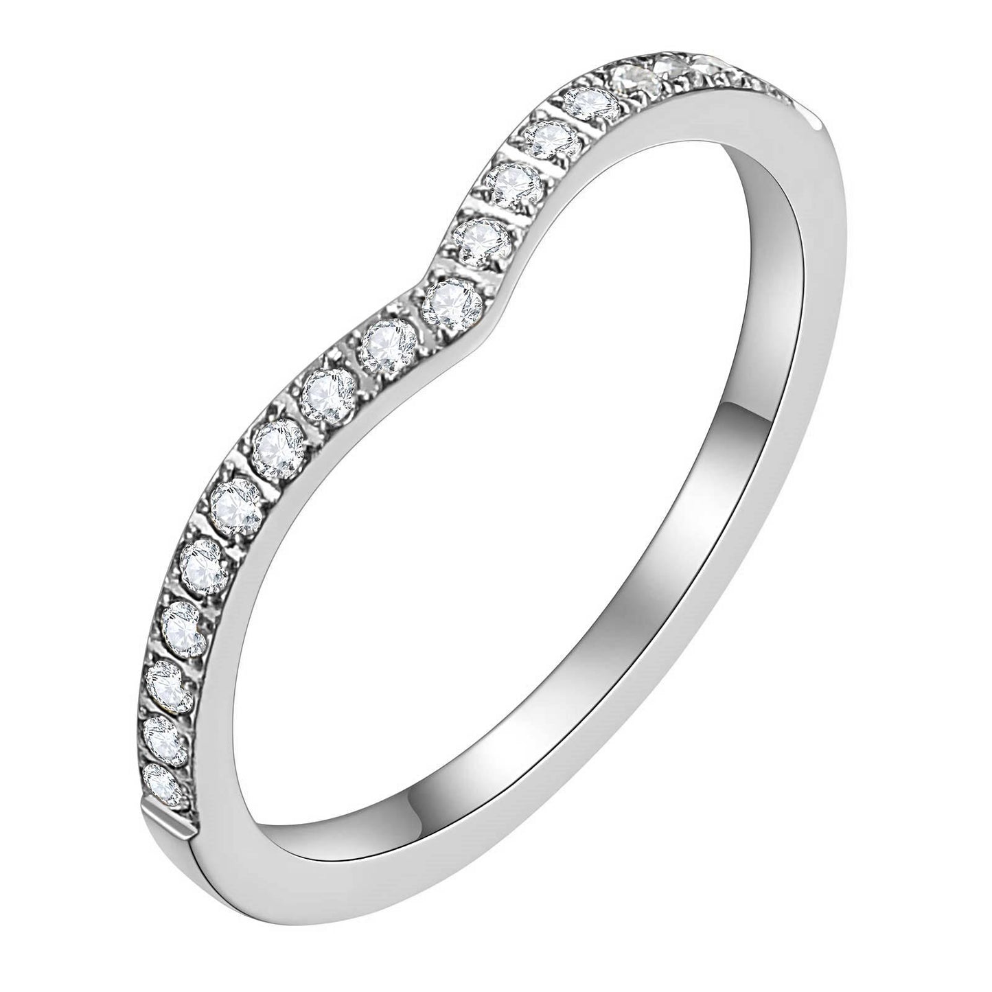 Silver V Zirconia Ring