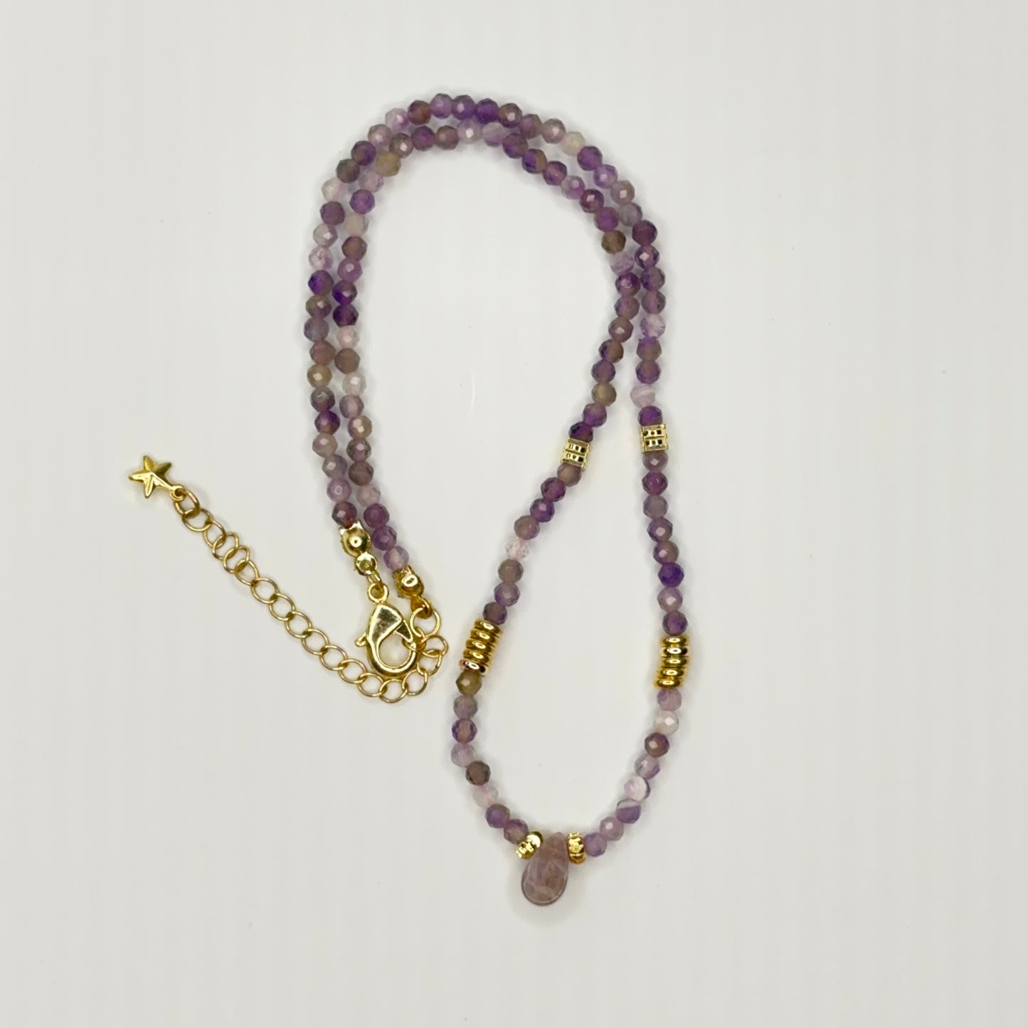 Purple Agate Teardrop Necklace