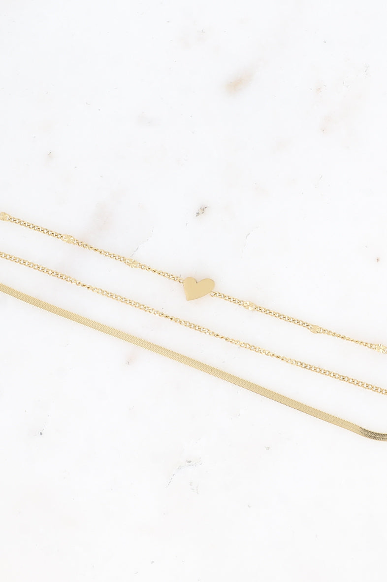 Three Row Heart Bracelet