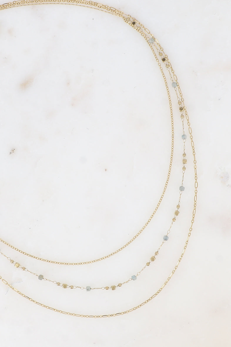 Three Row Natural Stone Necklace