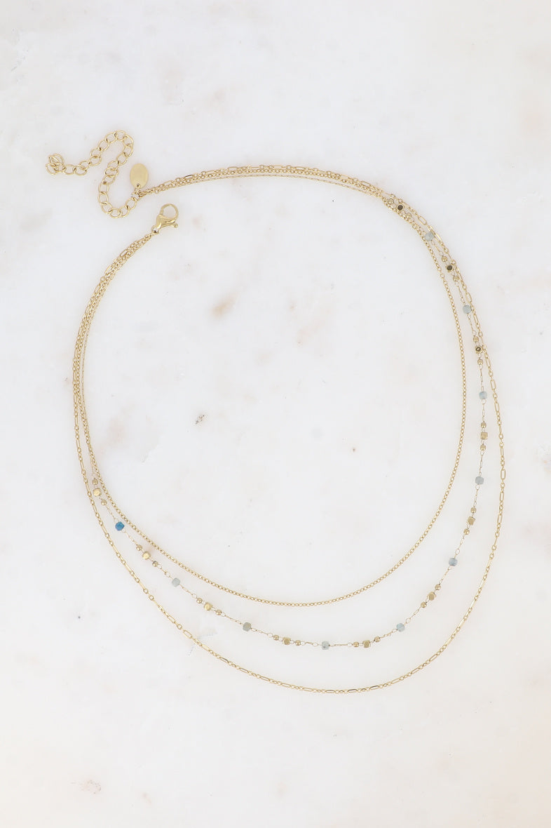 Three Row Natural Stone Necklace