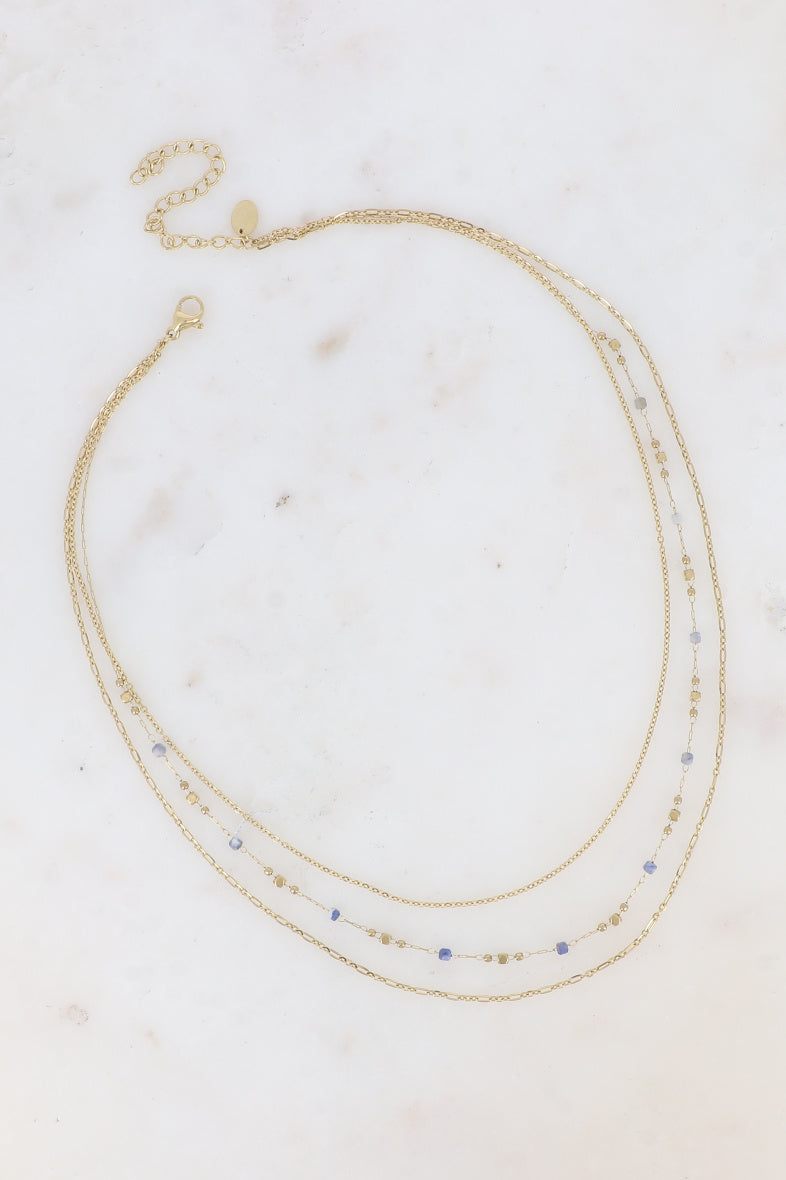 Three Row Natural Stone Necklace