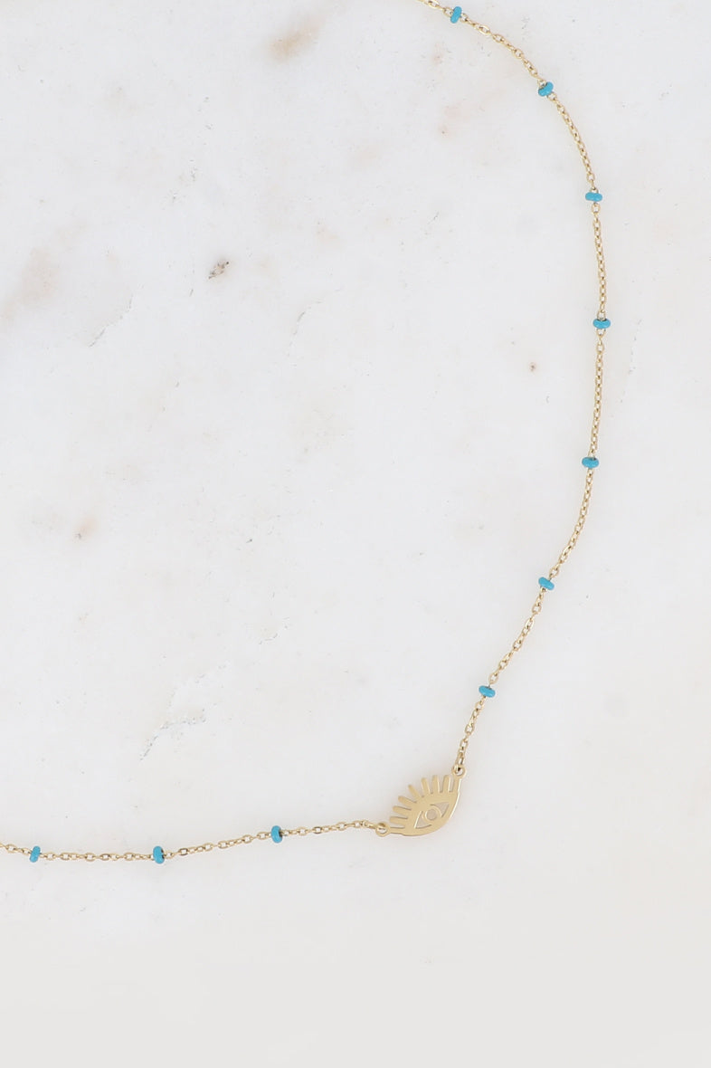 Beaded Openwork Eye Pendant Necklace