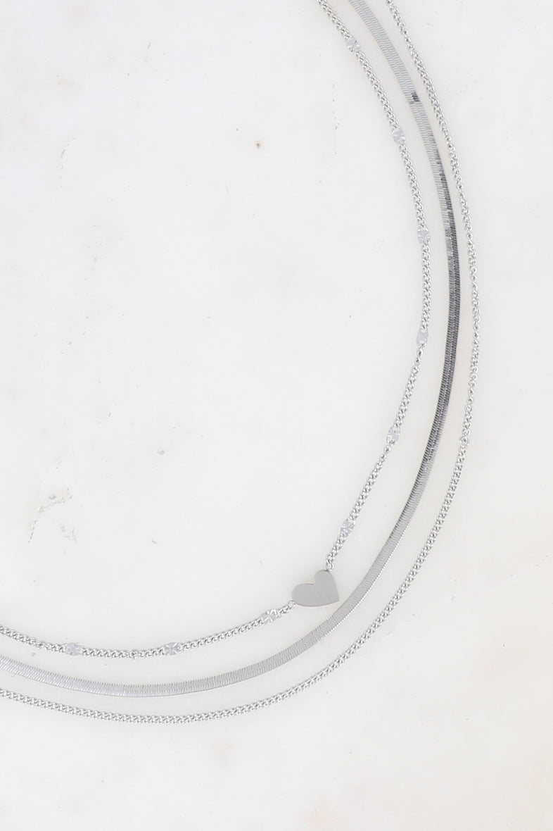 Three Row Heart Necklace