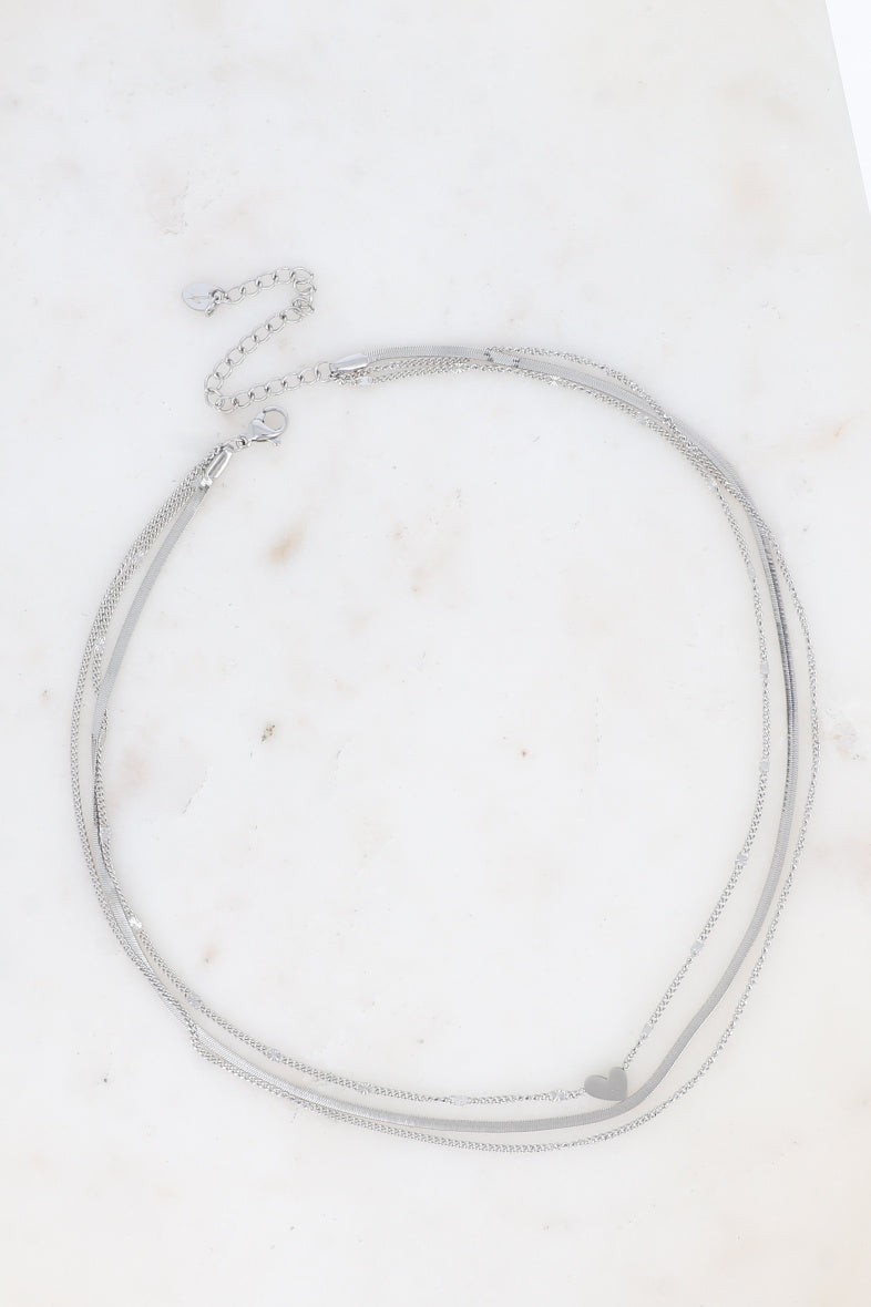 Three Row Heart Necklace