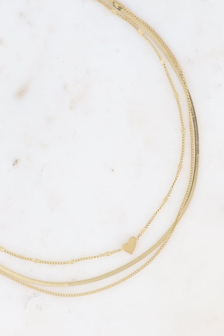 Three Row Heart Necklace