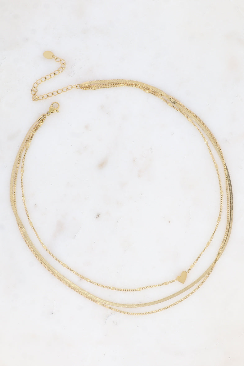 Three Row Heart Necklace