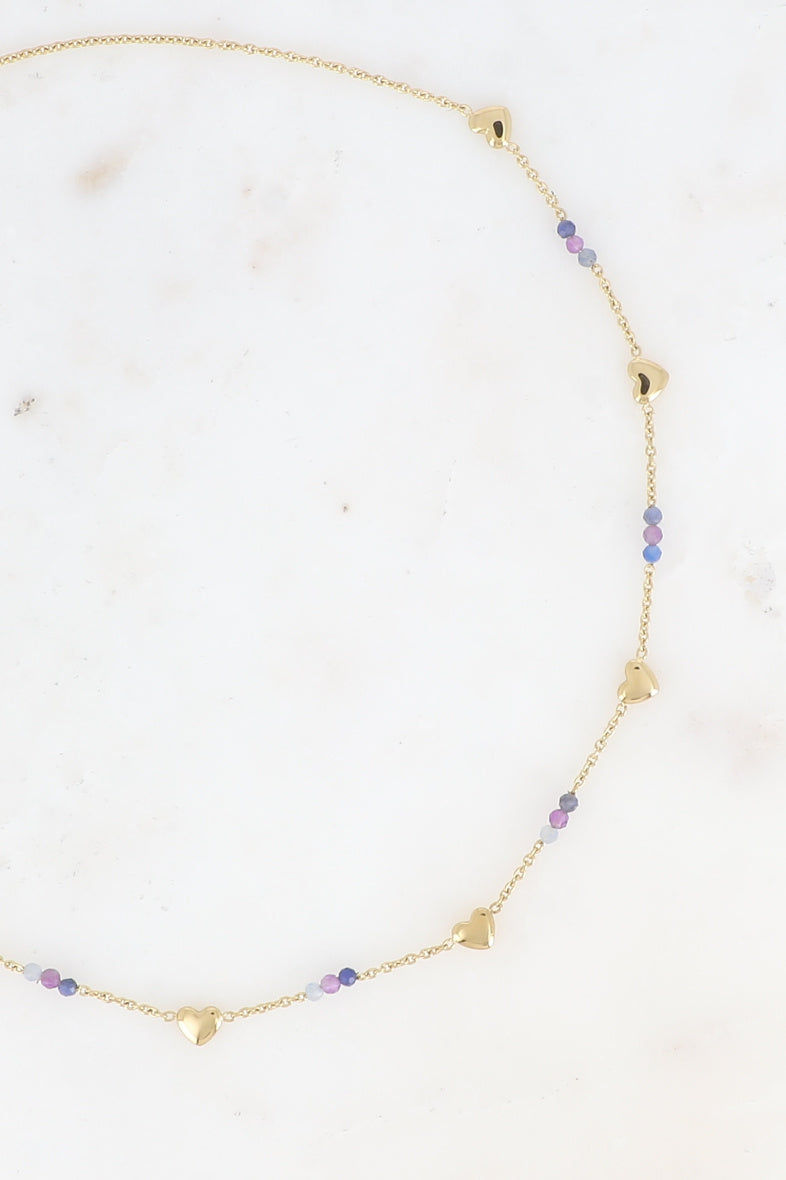 Heart Tassels and Stones Necklace