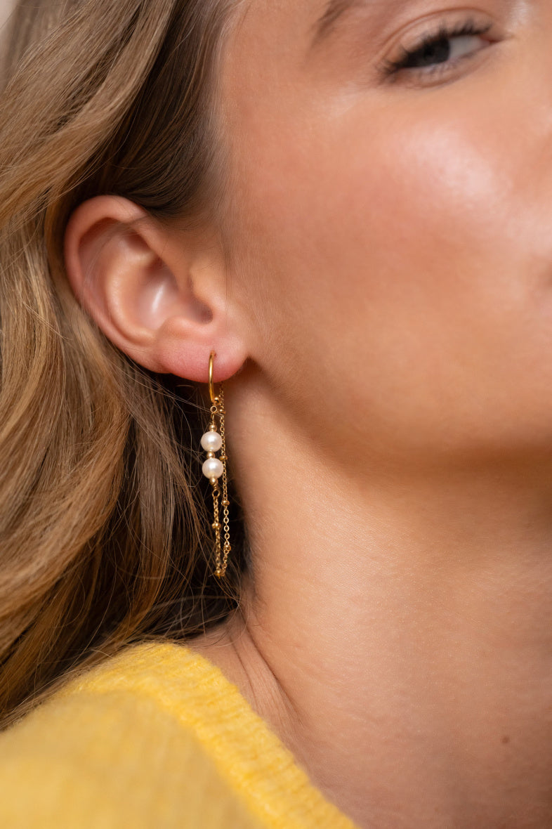 Chain Earring with Resin Beads
