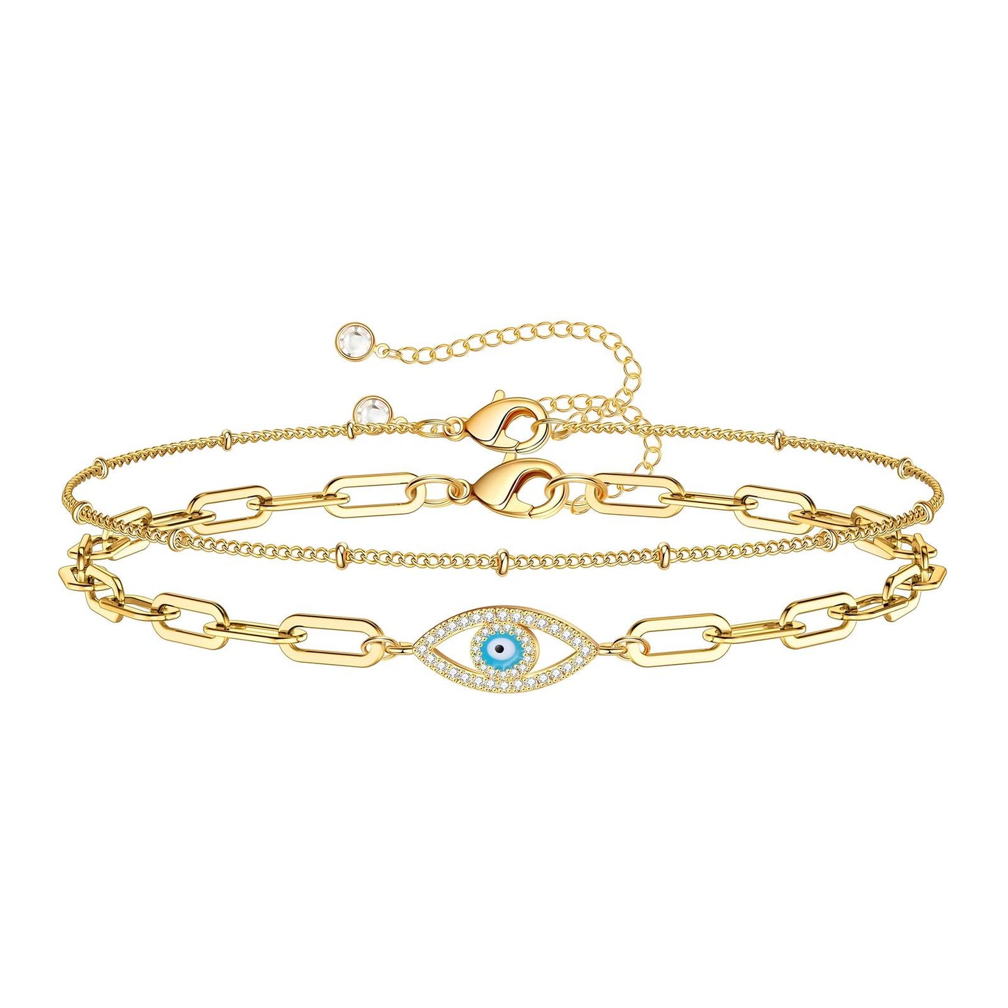 Double Turquoise Evil Eye Bracelet