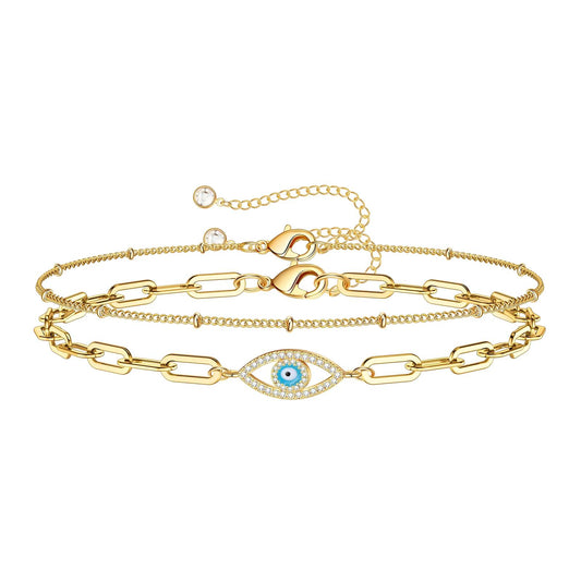 Double Turquoise Evil Eye Bracelet