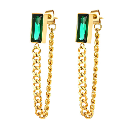 Emerald Chain Earrings