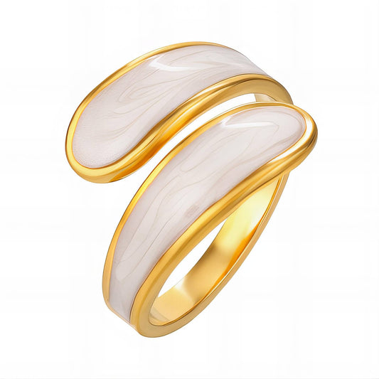 Overlapping White Enamel Ring