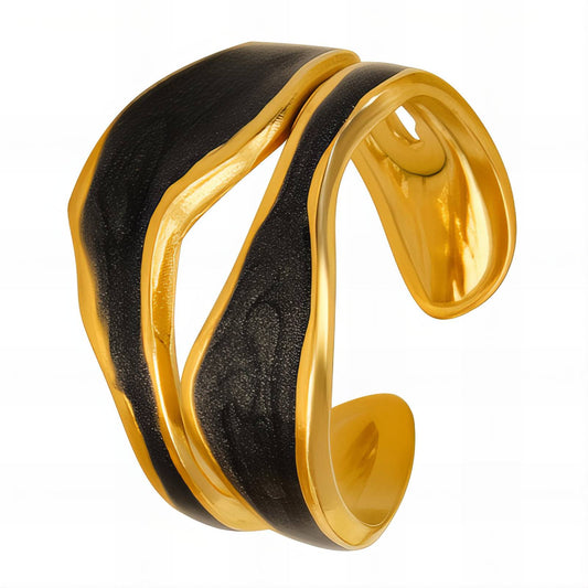 Double Layer Black Enamel Ring