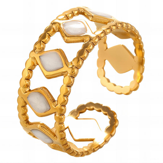 White Geometric Ring