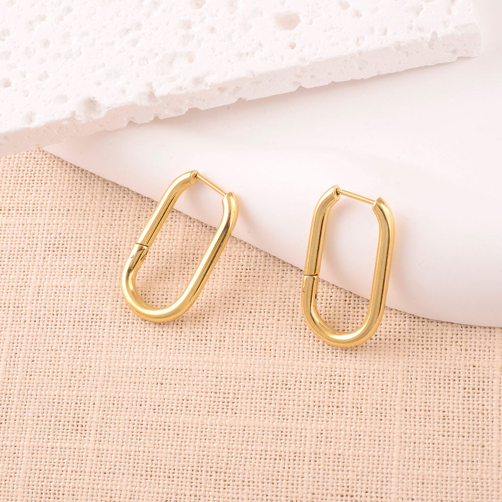 Elongated Large Hoop Earrings