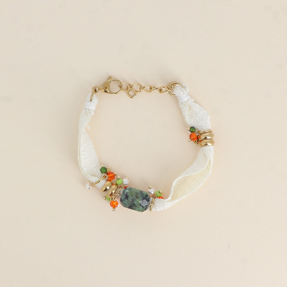 Fabric stone bracelet