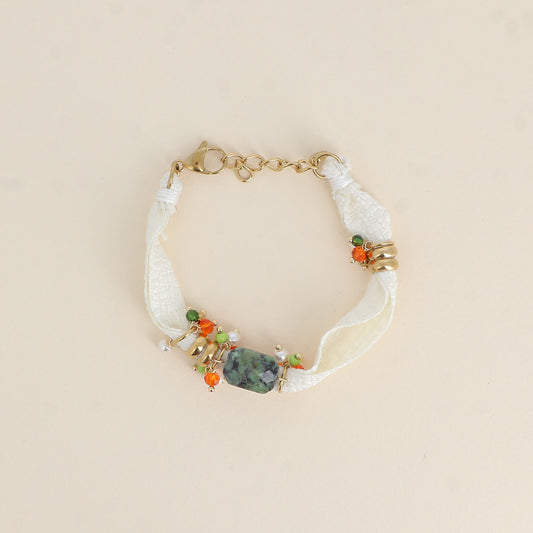 Fabric stone bracelet
