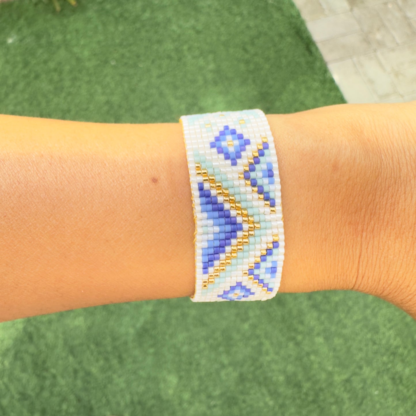 Shades of Blue Geometric Miyuki Bracelet