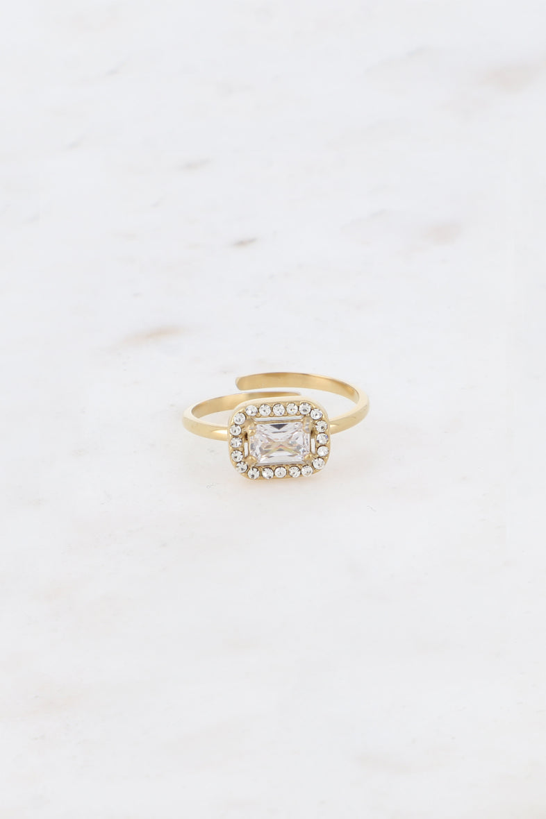 Large Rectangular Crystal Ring