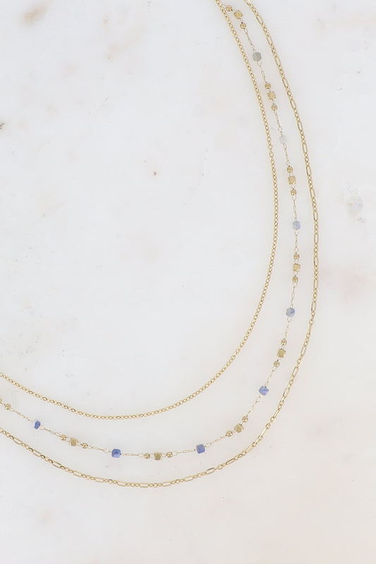 Three Row Natural Stone Necklace