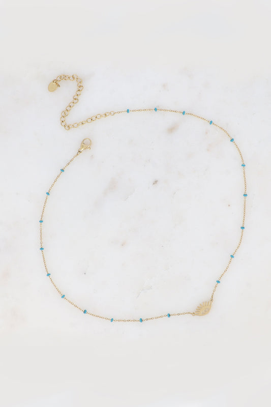 Beaded Openwork Eye Pendant Necklace