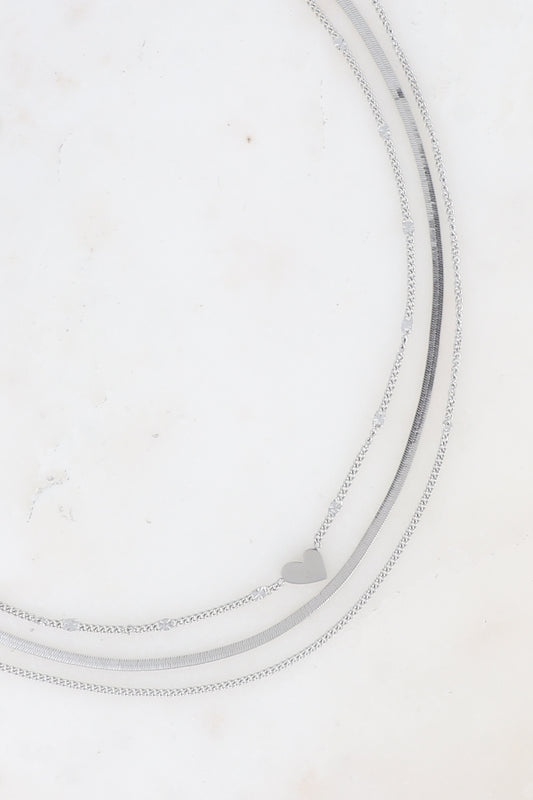 Three Row Heart Necklace