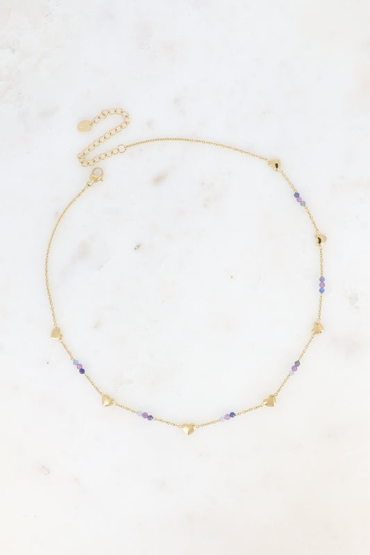Heart Tassels and Stones Necklace